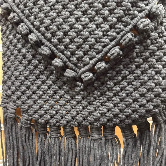 Magid Black Macrame Tote Fringe Shoulder Bag - Picture 5 of 6